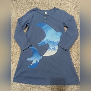 Tea Collection Blue Dress with Bird Design